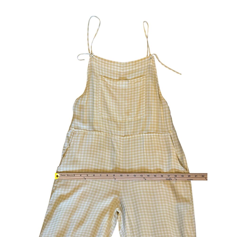 RVCA Women’s Yellow Gingham WideLeg Overalls Size M Cottagecore Picnic Coastal - Picture 9 of 13